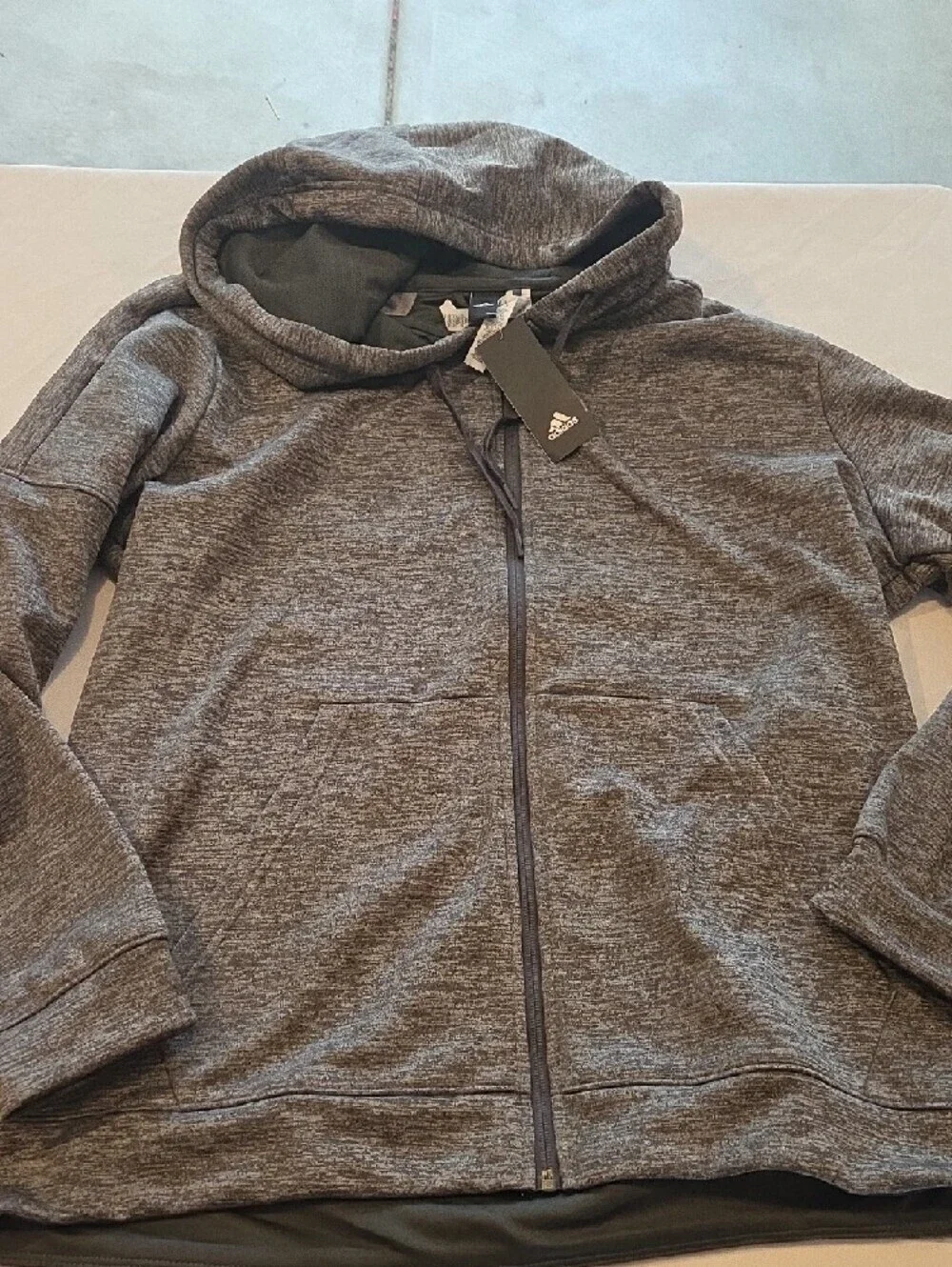 adidas Youth Gray Heather Full-Zip Hoodie